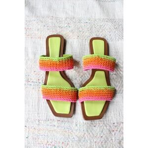 Alexandre Birman Colorful Georgia Cord Braided Woven Striped Slide Sandals 38